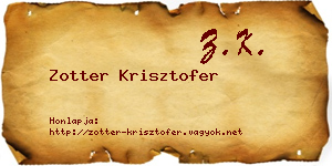 Zotter Krisztofer névjegykártya